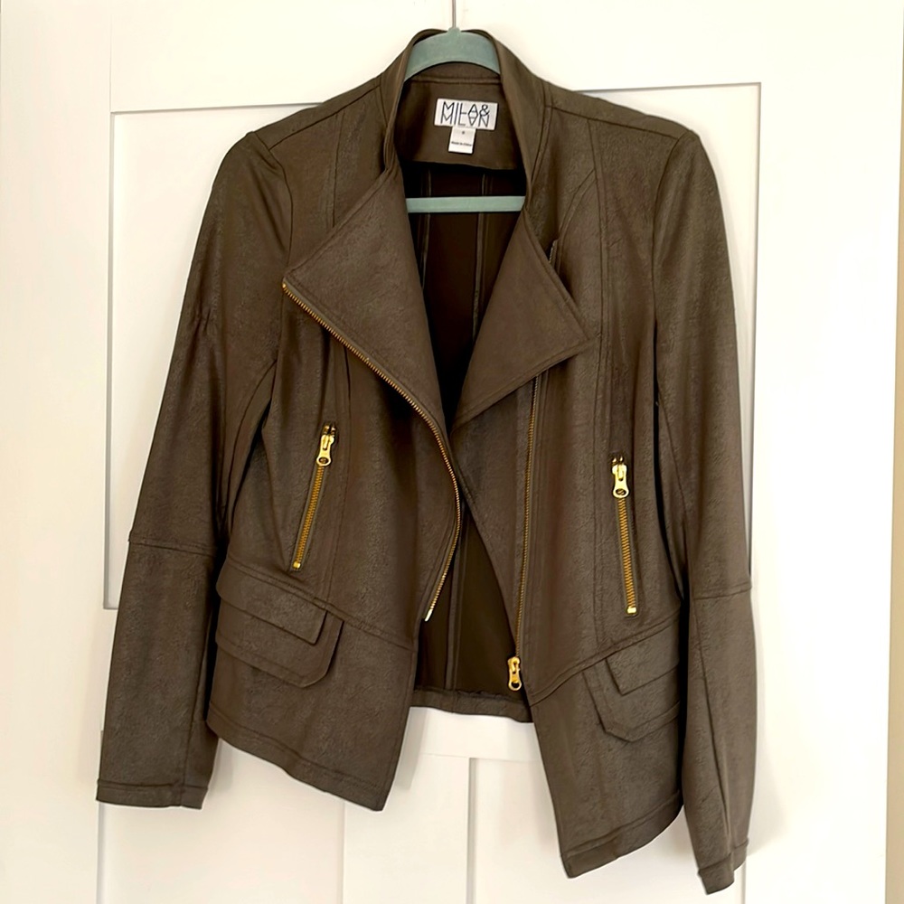 Faux suede moto jacket
